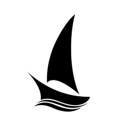 Sailboat black icon. Simple vector glyph. Isolated element on white background. Best for web, print, logo creating and branding design.