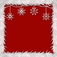 Red christmas background with snowflakes of the december christmas season.