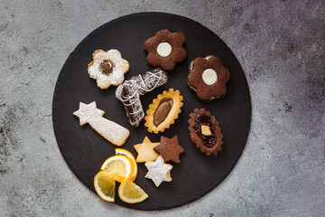 Christmas cookies with festive decorations