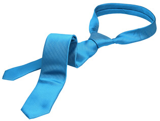Blue men's tie taken off  leisure free time concept, isolated - obrazy, fototapety, plakaty