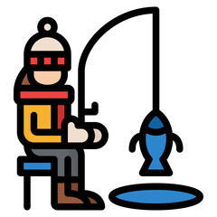 ice fishing activity winter sport icon