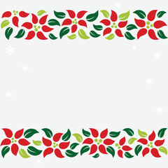Christmas border with poinsettia