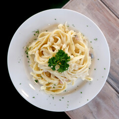 Spaghetti carbonara, italian pasta, food