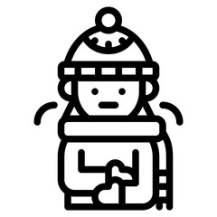 cold winter weather woman icon