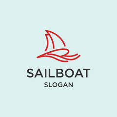 Sailboat logo icon flat design template 