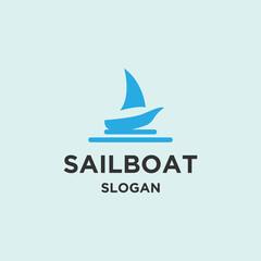 Sailboat logo icon flat design template 