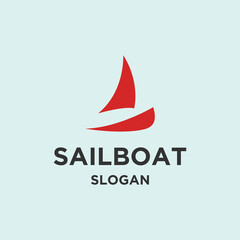 Sailboat logo icon flat design template 