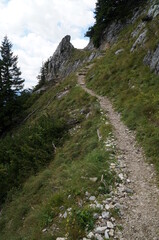 Wonderful idyllic mountain hiking trail onto mount rax in lower austria, austria.