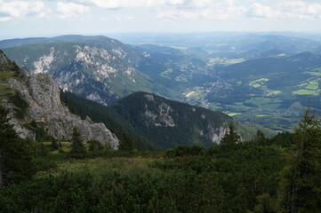 Wonderful panoramic mountain scenery in Austria. Rax and Schneeberg areain lower austria.