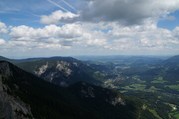 Fototapeta premium View into the valley near Rax in Lower Austria. Sport and holiday concept.
