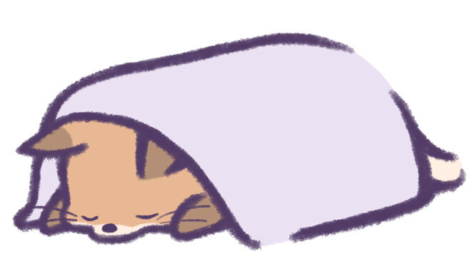 recommend clip art: 毛布の中でうつ伏せで眠る狐