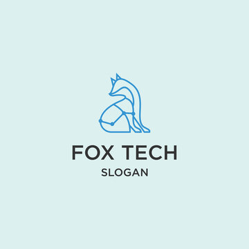 Fox tech logo icon design template vector illustration