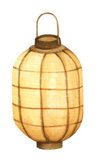 Traditional Chinese lantern.  Watercolor illustration.