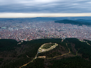 aerial view of acient city with huge istanbul 