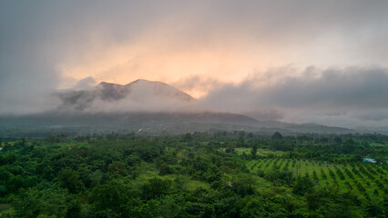 Mountain and road with Sunrise in localside