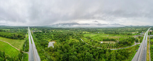 Mountain and road with Sunrise in localside