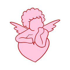Pink Cupid Hand Drawn