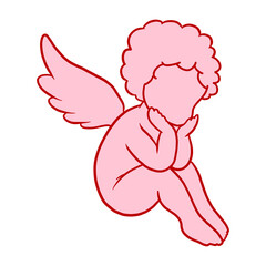 Pink Cupid Hand Drawn