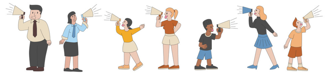 People character with megaphone. Character design.