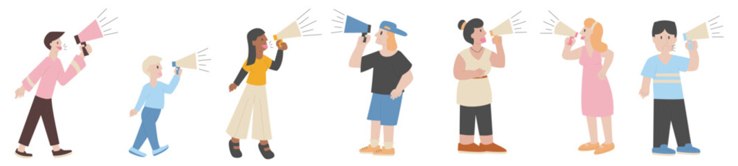 People character with megaphone. Character design.