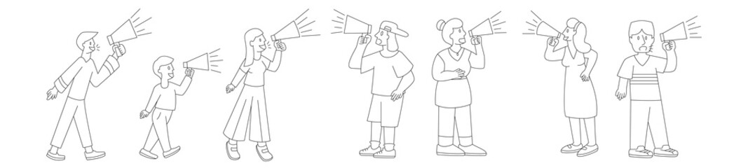 People character with megaphone. Character design.