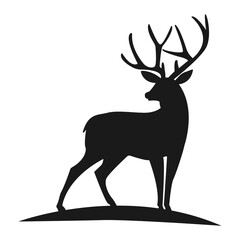 Vector icon deer. Illustration deer animal silhouette with horn