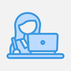 Study woman icon in blue style, use for website mobile app presentation