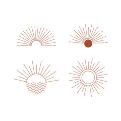 collection of icons and symbols, sun,for decoration. geometric design vector element design template