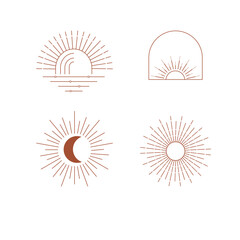 collection of icons and symbols, sun,for decoration. geometric design vector element design template