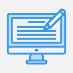 Computer learning icon in blue style, use for website mobile app presentation
