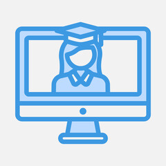 Graduation woman icon in blue style, use for website mobile app presentation