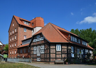 Historical Water Mill at the River Leine in the Town Neustadt am Rübenberge, Lower Saxony
