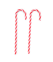 Sweet candy canes isolated on white background