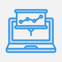Presentation laptop icon in blue style, use for website mobile app presentation