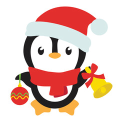 Cute Christmas penguin vector cartoon illustration