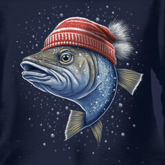 highland Herring wearing a christmas sweater and beanie