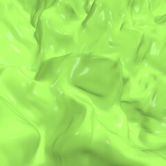 Abstract surface with beautiful waves,  green color gradient.  Bulges surface. Pistachio green colorful crumpled background.  3d render illustration