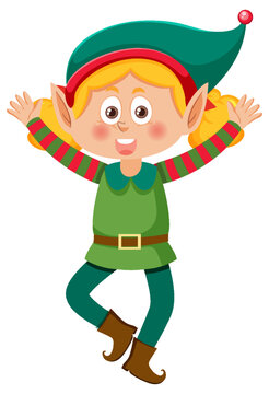 Christmas elf girl cartoon character