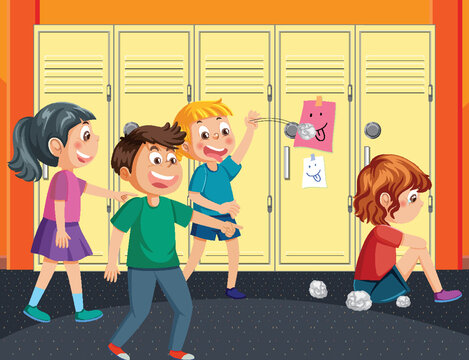Kids bullying their friend at school