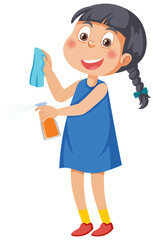 Cartoon character of kid cleaning