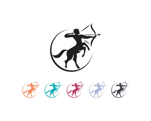 Centaur Archer, mythology creature, Sagitarius Zodiac Sign vector logo icon, fastarch logo from fast archer woman centaur vector for logo, sign, emblem or symbol graphic design vector illustration.