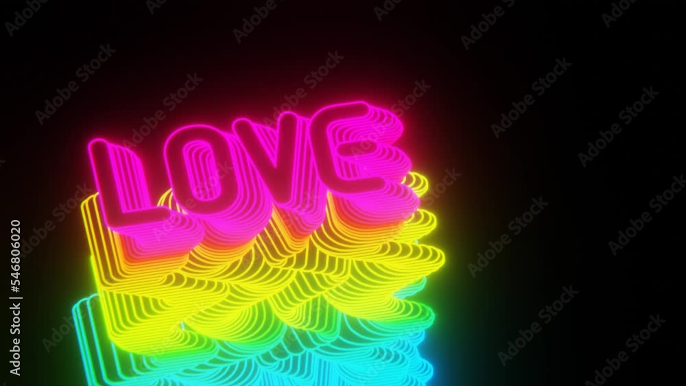 Poster beautiful abstract neon background words love on a black background. 3d rendering illustration backg