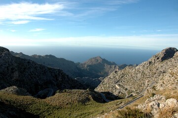 Fototapeta na wymiar Famous road: Sa Calobra on Mallorca Island, Spain. Beautiful spot for road cycling.