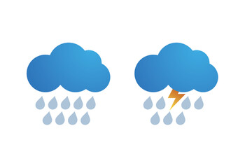 Rain Clouds and Lightening Bolt. Paper cut weather. Storm time. Rain drops and thunder.