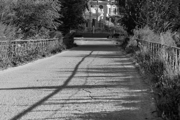 A path with monochrome black and white effect