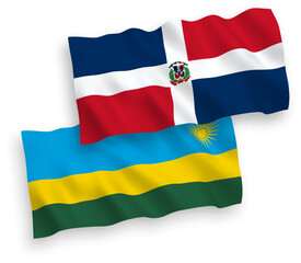 Flags of Republic of Rwanda and Dominican Republic on a white background