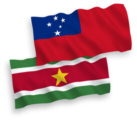 Flags of Independent State of Samoa and Republic of Suriname on a white background