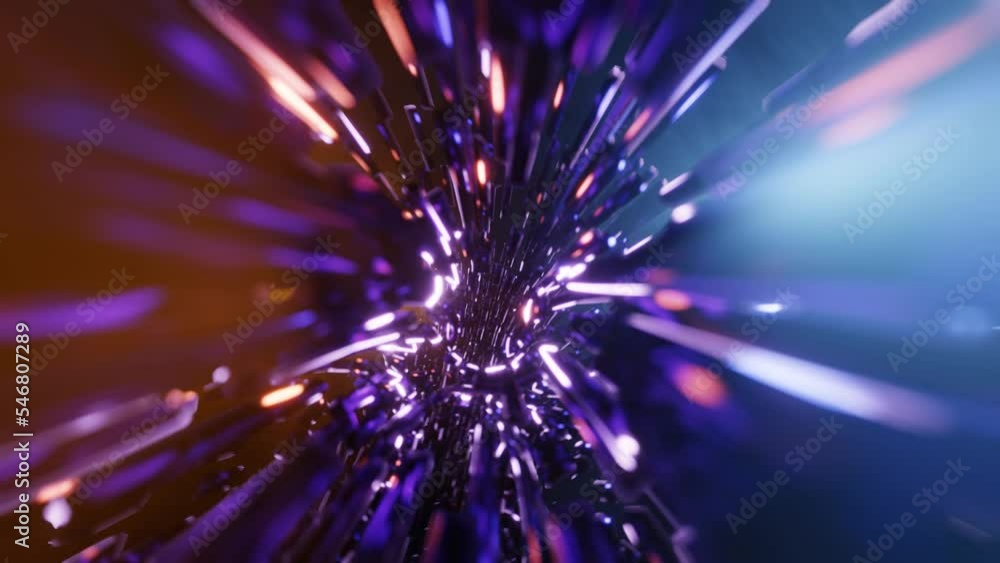 Poster cyberpunk neon tunnel: 360° loop animation