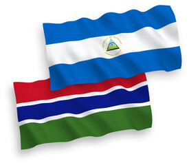 Flags of Nicaragua and Republic of Gambia on a white background