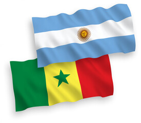Flags of Republic of Senegal and Argentina on a white background
